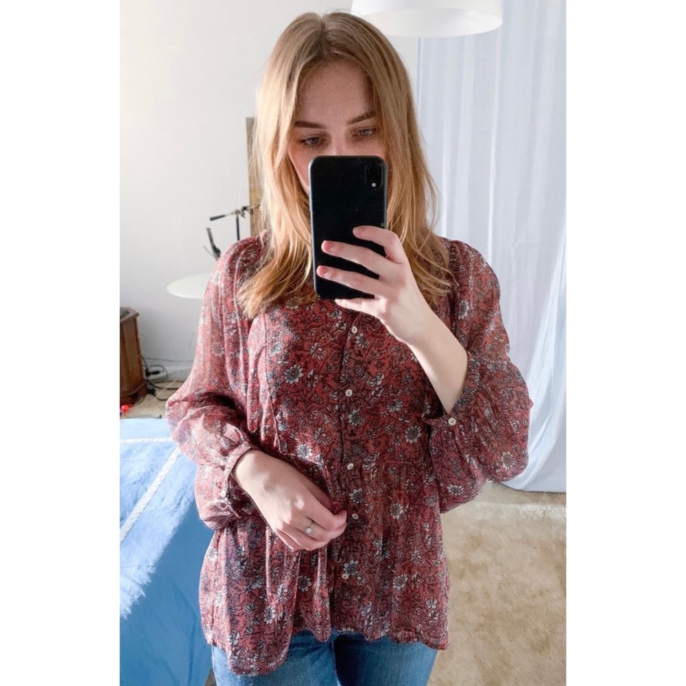 Lucky Brand Floral Peasant Blouse